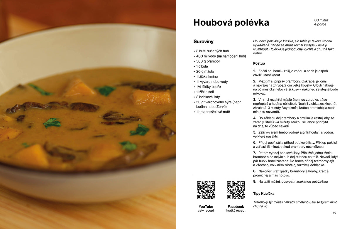 Ukázka receptu z kuchařky V kuchyni jako doma houbová polévka