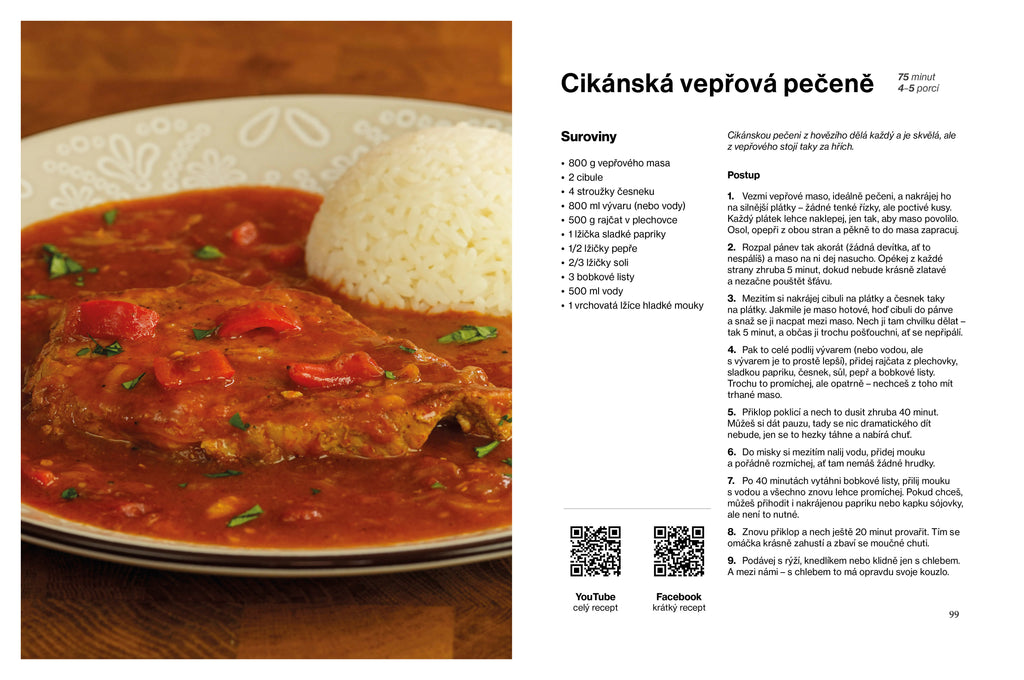 Ukázka receptu z kuchařky V kuchyni jako doma cikánská vepřová pečeně
