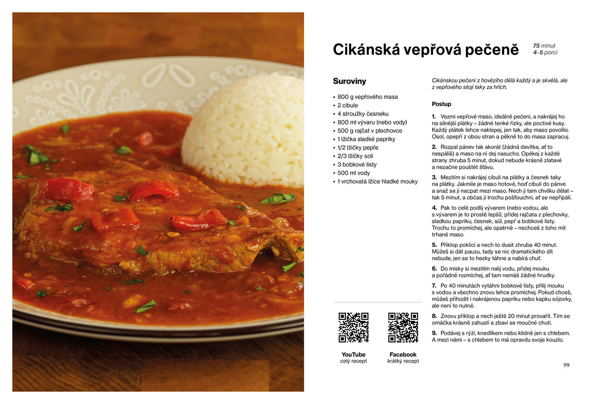 Ukázka receptu z kuchařky V kuchyni jako doma cikánská vepřová pečeně