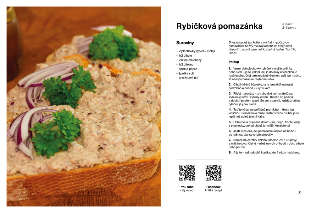 Ukázka receptu z kuchařky V kuchyni jako doma Rybičková pomazánka