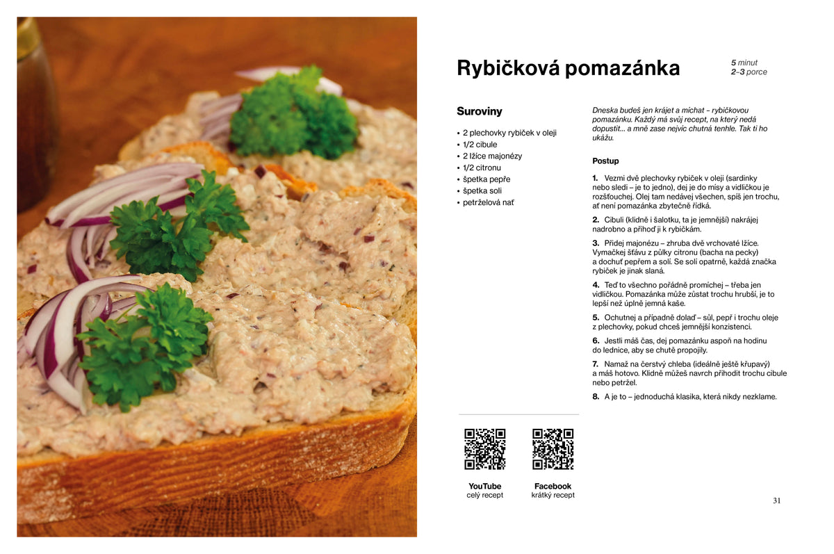 Ukázka receptu z kuchařky V kuchyni jako doma Rybičková pomazánka